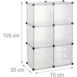 Relaxdays Regalsystem 6 Türen, DIY, Cubes, Grifföffnungen, Raumteiler, Regal, Kunststoff, HBT 105x70x35 Cm, Transparent 10 Relaxdays Regalsystem 6 Türen, DIY, Cubes, Grifföffnungen, Raumteiler, Regal, Kunststoff, HBT 105x70x35 Cm, Transparent -Möbelhaus 31794809 4