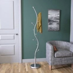 Versa Swindon Minimalistischer Garderobenständer Für Den Eingangsbereich, Mit 9 Haken Für Kleidung Oder Taschen, Maßnahmen (H X L X B) 185 X 32 X 32 Cm, Metall, Farbe: Grau -Möbelhaus 32120678 3