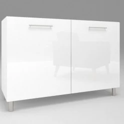 Küchenschrank 2 Türig Weiß Hochglanz Weiß Matt 60 - 120 Cm Soft Close Chrom Beine