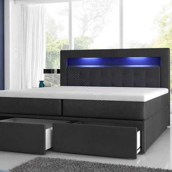 Boxspringbett Milano2 Mit Zwei Bettkasten Und LED-Beleuchtung Weiß Oder Schwarz 3 Boxspringbett Milano2 Mit Zwei Bettkasten Und LED-Beleuchtung Weiß Oder Schwarz