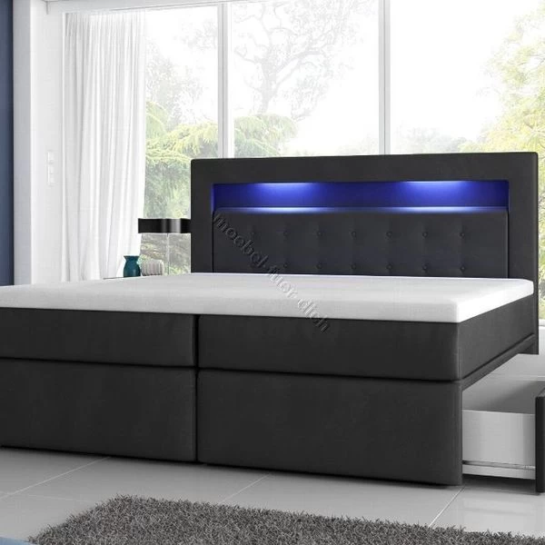 Boxspringbett Milano2 Mit Zwei Bettkasten Und LED-Beleuchtung Weiß Oder Schwarz 4 Boxspringbett Milano2 Mit Zwei Bettkasten Und LED-Beleuchtung Weiß Oder Schwarz – Bild 2