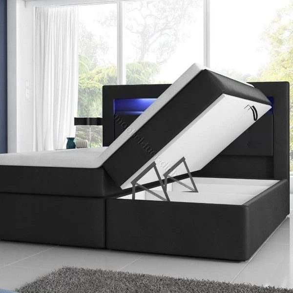 Boxspringbett Milano2 Mit Zwei Bettkasten Und LED-Beleuchtung Weiß Oder Schwarz 7 Boxspringbett Milano2 Mit Zwei Bettkasten Und LED-Beleuchtung Weiß Oder Schwarz – Bild 5