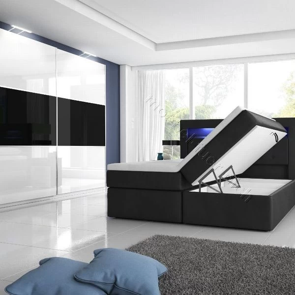 Boxspringbett Milano2 Mit Zwei Bettkasten Und LED-Beleuchtung Weiß Oder Schwarz 9 Boxspringbett Milano2 Mit Zwei Bettkasten Und LED-Beleuchtung Weiß Oder Schwarz – Bild 7
