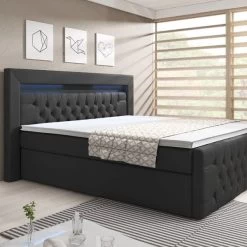 Boxspringbett Verona Mit Zwei Bettkästen, Chesterfield Polsterung Und LED 16 Boxspringbett Verona Mit Zwei Bettkästen, Chesterfield Polsterung Und LED -Möbelhaus 326865291