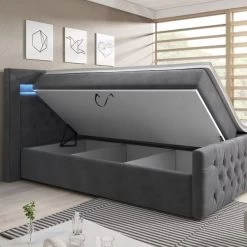 Boxspringbett Verona Mit Zwei Bettkästen, Chesterfield Polsterung Und LED 15 Boxspringbett Verona Mit Zwei Bettkästen, Chesterfield Polsterung Und LED -Möbelhaus 326865297