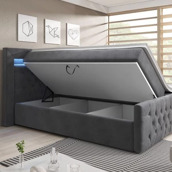 Boxspringbett Verona Mit Zwei Bettkästen, Chesterfield Polsterung Und LED 5 Boxspringbett Verona Mit Zwei Bettkästen, Chesterfield Polsterung Und LED – Bild 3