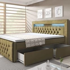 Boxspringbett Verona Mit Zwei Bettkästen, Chesterfield Polsterung Und LED 17 Boxspringbett Verona Mit Zwei Bettkästen, Chesterfield Polsterung Und LED -Möbelhaus 326865313