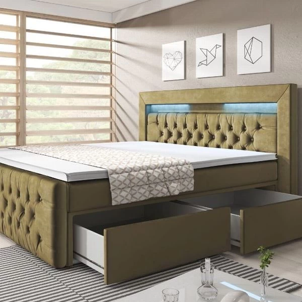 Boxspringbett Verona Mit Zwei Bettkästen, Chesterfield Polsterung Und LED 7 Boxspringbett Verona Mit Zwei Bettkästen, Chesterfield Polsterung Und LED – Bild 5