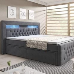 Boxspringbett Verona Mit Zwei Bettkästen, Chesterfield Polsterung Und LED 21 Boxspringbett Verona Mit Zwei Bettkästen, Chesterfield Polsterung Und LED -Möbelhaus 326865340