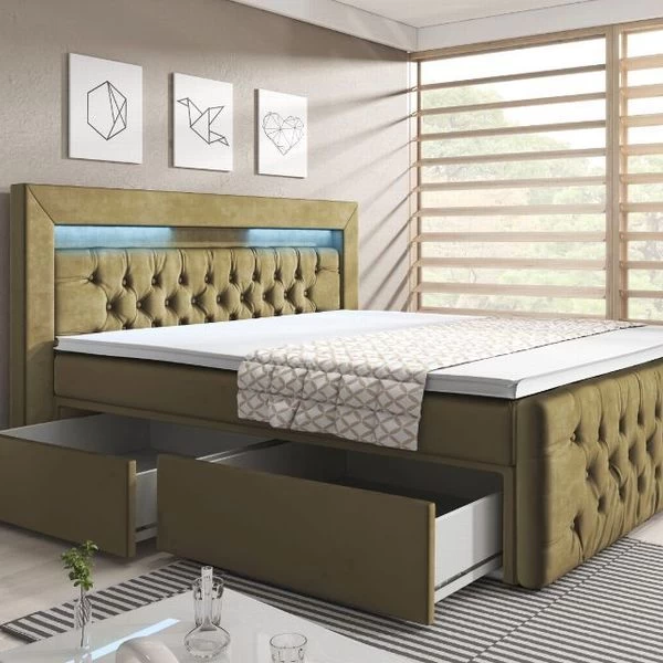Boxspringbett Verona Mit Zwei Bettkästen, Chesterfield Polsterung Und LED 12 Boxspringbett Verona Mit Zwei Bettkästen, Chesterfield Polsterung Und LED – Bild 10