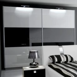 Hochglanz-Schlafzimmer Mit Boxspringbett Milano2 Mit 2 Bettkästen Weiß / Schwarz -Möbelhaus 330832804