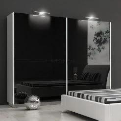 Hochglanz-Schlafzimmer Mit Boxspringbett Milano2 Mit 2 Bettkästen Weiß / Schwarz -Möbelhaus 330832846