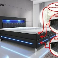 Boxspringbett Salerno Mit LED In Seiten- Fuß- Und Kopfteil Schwarz Oder Weiß -Möbelhaus 332894640