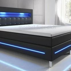 Boxspringbett Salerno Mit LED In Seiten- Fuß- Und Kopfteil Schwarz Oder Weiß -Möbelhaus 332894655