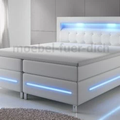 Boxspringbett Salerno Mit LED In Seiten- Fuß- Und Kopfteil Schwarz Oder Weiß -Möbelhaus 332894661