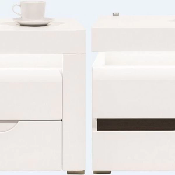 Schlafzimmer Komplett Weiß Hochglanz IRIS Set B Schwebetürenschrank Bett Kommode LED 10 Schlafzimmer Komplett Weiß Hochglanz IRIS Set B Schwebetürenschrank Bett Kommode LED – Bild 8