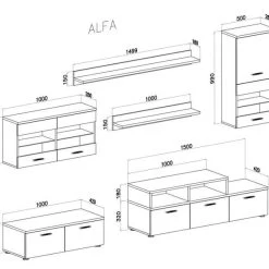 Wohnwand, Wohnmöbel TV, Esszimmer Mit LEDs, Weiß Matt/ Weiß Lackiert, 250x194x42 -Möbelhaus 342436311