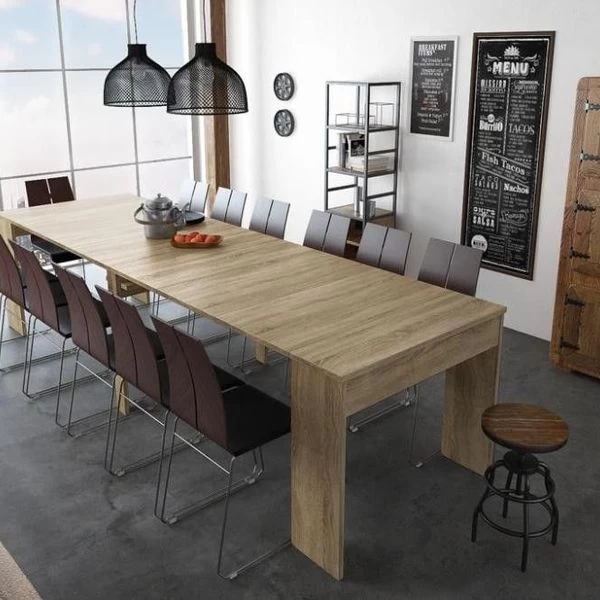 Esstisch, Konsolentisch, Ausziehtisch Bis 302cm, Eichenfarbe. 90x49x75cm 4 Esstisch, Konsolentisch, Ausziehtisch Bis 302cm, Eichenfarbe. 90x49x75cm – Bild 2