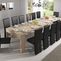 Esstisch, Konsolentisch, Ausziehtisch Bis 302cm, Eichenfarbe. 90x49x75cm 11 Esstisch, Konsolentisch, Ausziehtisch Bis 302cm, Eichenfarbe. 90x49x75cm -Möbelhaus 342453491