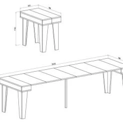 Esstisch, Konsolentisch, Ausziehtisch Bis 300cm, Mattweiß/ Gebürstete Eiche. 52x90x79 -Möbelhaus 342765400