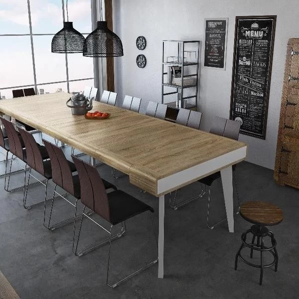 Esstisch, Konsolentisch, Ausziehtisch Bis 300cm, Matt Weiß/ Eiche Gebürstet.102x52x79 4 Esstisch, Konsolentisch, Ausziehtisch Bis 300cm, Matt Weiß/ Eiche Gebürstet.102x52x79 – Bild 2