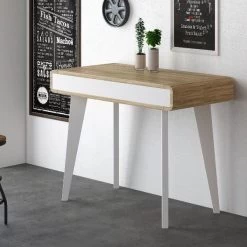 Esstisch, Konsolentisch, Ausziehtisch Bis 300cm, Matt Weiß/ Eiche Gebürstet.102x52x79 8 Esstisch, Konsolentisch, Ausziehtisch Bis 300cm, Matt Weiß/ Eiche Gebürstet.102x52x79 -Möbelhaus 342767831