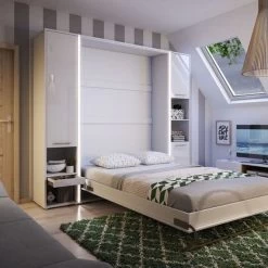 Schrankbett Wandbett Klappbett Vertikal CP178 140x200 Weiß Hochglanz Mit 2 Regalen 11 Schrankbett Wandbett Klappbett Vertikal CP178 140x200 Weiß Hochglanz Mit 2 Regalen -Möbelhaus 345516342