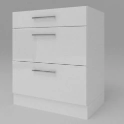 Küchen Unterschrank 3 Schubladen Weiß Hochglanz , Matt 30-80 Cm Möbelsockel