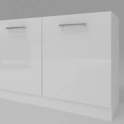 Küchen Unterschrank 2 Türig Weiß Hochglanz 60-120 Cm Tiefe 55cm Möbelsockel