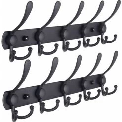 Wandgarderobe - 5 Drei Haken, Heavy Duty Edelstahl, Metallgarderobe Für Garderobe Handtuchhalter Roben Garderobe Badezimmereingang (Schwarz, 2er Pack) SOEKAVIA