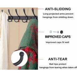 Wandgarderobe - 5 Drei Haken, Heavy Duty Edelstahl, Metallgarderobe Für Garderobe Handtuchhalter Roben Garderobe Badezimmereingang (Schwarz, 2er Pack) SOEKAVIA -Möbelhaus 35008788 3