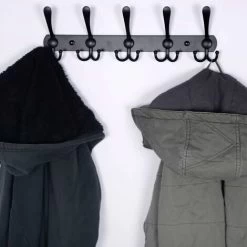 Wandgarderobe - 5 Drei Haken, Heavy Duty Edelstahl, Metallgarderobe Für Garderobe Handtuchhalter Roben Garderobe Badezimmereingang (Schwarz, 2er Pack) SOEKAVIA -Möbelhaus 35008788 5