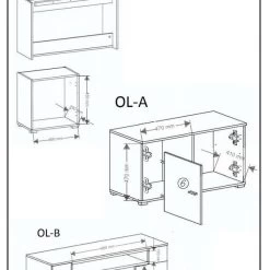 Wohnwand, Wohnmöbel Mit Elektrische Kamin, Mattweiß/ Gebürsteter Eiche,290x170x45 -Möbelhaus 351081572