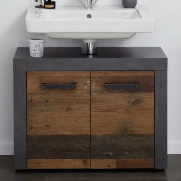 Waschbeckenunterschrank Used Wood Grau Vintage Bad Unterschrank Waschtisch 70 Cm Indy 4 Waschbeckenunterschrank Used Wood Grau Vintage Bad Unterschrank Waschtisch 70 Cm Indy – Bild 2