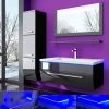 5 Teilig Badmöbel Set 90 Cm Schwarz Led Hochglanz Badezimmermöbel LED System Montiert