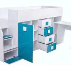 Hochbett Etagenbett Hochglanz TELLY3 Mit Schreibtisch Schrank Regalen Und Treppe Weiß 24 Hochbett Etagenbett Hochglanz TELLY3 Mit Schreibtisch Schrank Regalen Und Treppe Weiß -Möbelhaus 356323833