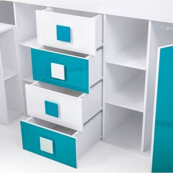 Hochbett Etagenbett Hochglanz TELLY3 Mit Schreibtisch Schrank Regalen Und Treppe Weiß 9 Hochbett Etagenbett Hochglanz TELLY3 Mit Schreibtisch Schrank Regalen Und Treppe Weiß – Bild 7
