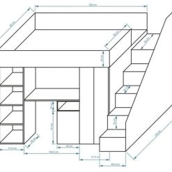Hochbett Etagenbett Hochglanz PARIS 4 Mit Schreibtisch Schrank Regal Und Treppe Weiß -Möbelhaus 356402444