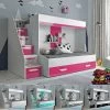 Hochbett Etagenbett Doppelstockbett Mit Treppe PARIS6 Hochglanz Weiß Türkis Rosa Grau -Möbelhaus 357054180