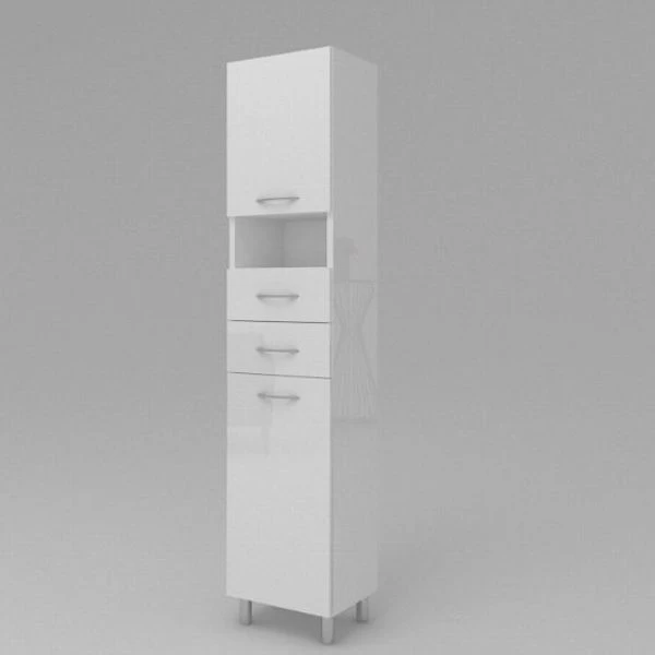 Badezimmerschrank Mit Wäschekorb SW24 188x30,40,50 Cm Weiß Hochglanzt 4 Badezimmerschrank Mit Wäschekorb SW24 188x30,40,50 Cm Weiß Hochglanzt – Bild 2