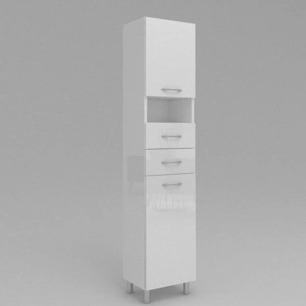 Badezimmerschrank Mit Wäschekorb SW24 188x30,40,50 Cm Weiß Hochglanzt 5 Badezimmerschrank Mit Wäschekorb SW24 188x30,40,50 Cm Weiß Hochglanzt – Bild 3