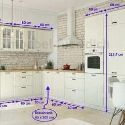 Landhaus Küchenzeile Eckküche LORA L-Form 235x365 Cm In Weiß, Beige Oder Grau 21 Landhaus Küchenzeile Eckküche LORA L-Form 235x365 Cm In Weiß, Beige Oder Grau -Möbelhaus 362426858