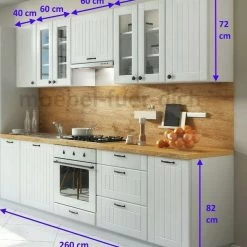 Landhaus Einbauküche LORA Küchenzeile 260 Cm Im Landhausstil Weiß, Beige O. Grau -Möbelhaus 362428927