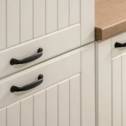 Landhaus Einbauküche LORA Küchenzeile 260 Cm Im Landhausstil Weiß, Beige O. Grau -Möbelhaus 362428931