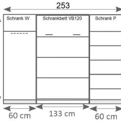 Schrankbett Wandbett Klappbett Vertikal VB90/120/140 X 200 Mit 2Schränken Weiß Sonoma -Möbelhaus 363126451