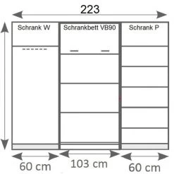 Schrankbett Wandbett Klappbett Vertikal VB90/120/140 X 200 Mit 2Schränken Weiß Sonoma -Möbelhaus 363126905