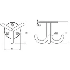 10er Pack - Garderobenhaken NELE Dreifachhaken Echt Edelstahl -Möbelhaus 36329002 4