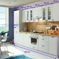 Landhaus Küche LORA Küchenzeile 320 Cm Im Landhausstil Weiß, Beige Oder Grau -Möbelhaus 363960827