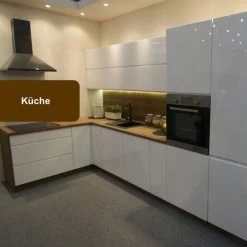 Küche Küchenzeile Eckküche Weiss Grifflos Glanz Soft Close System