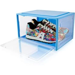 3er Set Blaue Schuhbox Stapelbar Aufbewahrungsbox Kunststoffbox Schuhkasten Schuhkarton Schuhorganizer Bis Gr.47 -Möbelhaus 36830085 5